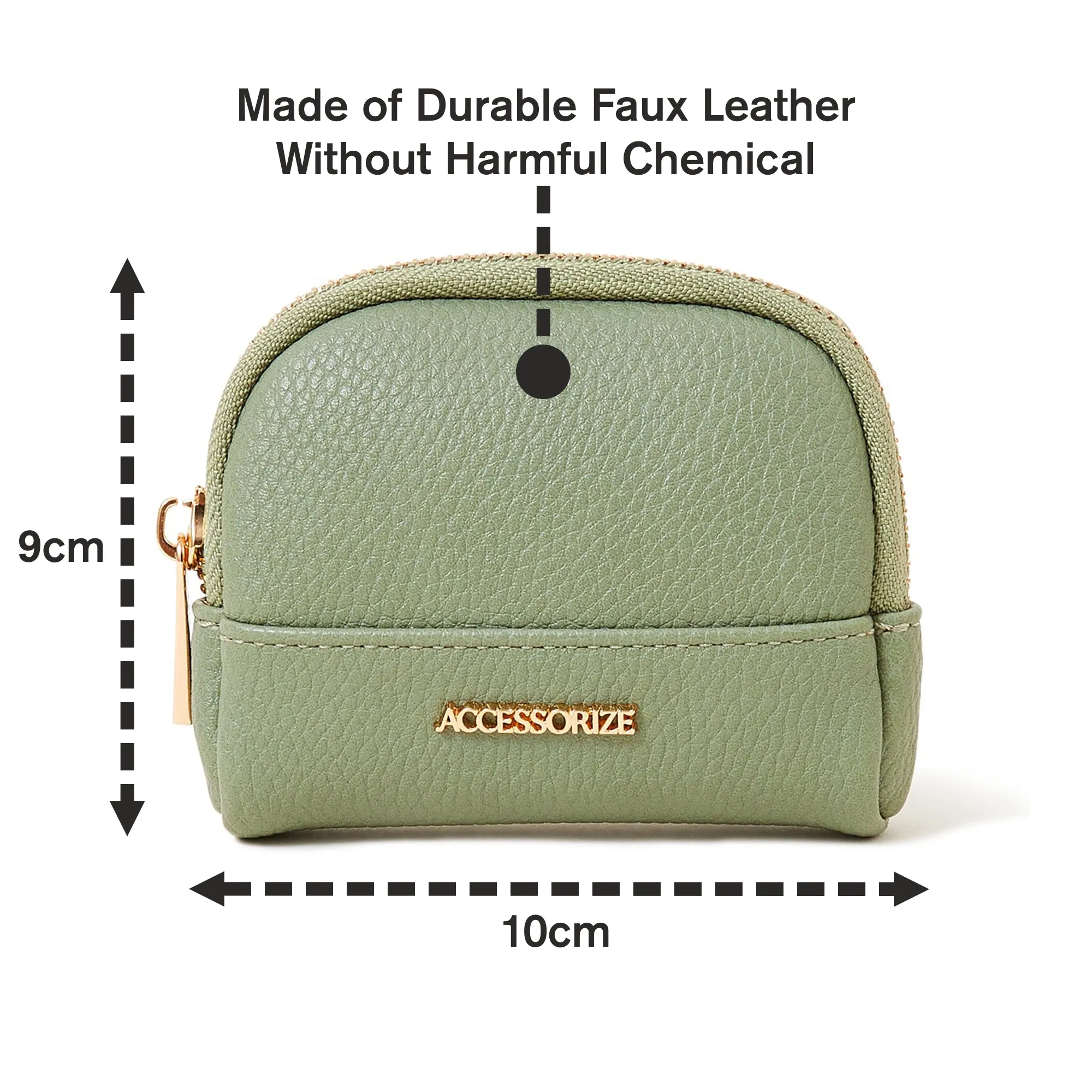 Accessorize London Women's Faux Leather Green Soft Crescent Coin Purse