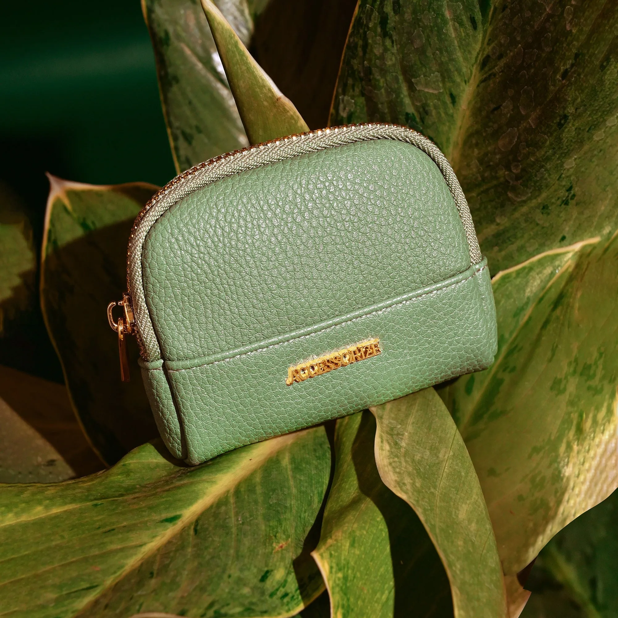 Accessorize London Women's Faux Leather Green Soft Crescent Coin Purse