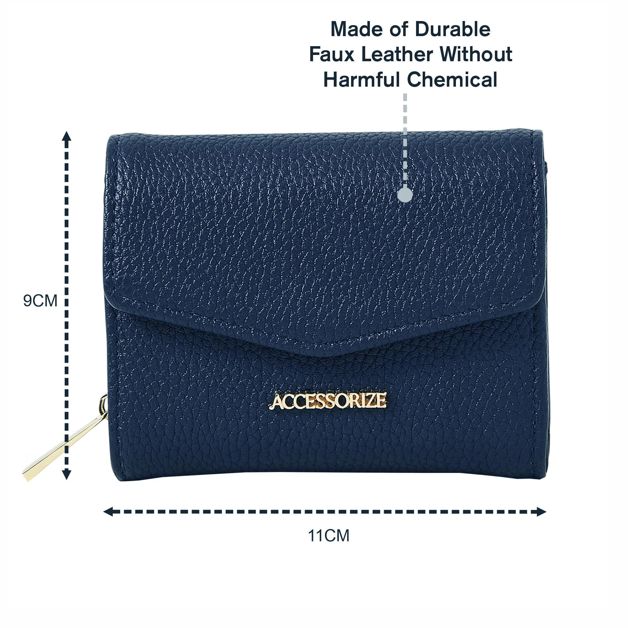 Accessorize London Women's Navy
 Small Flap Zip Around Purse