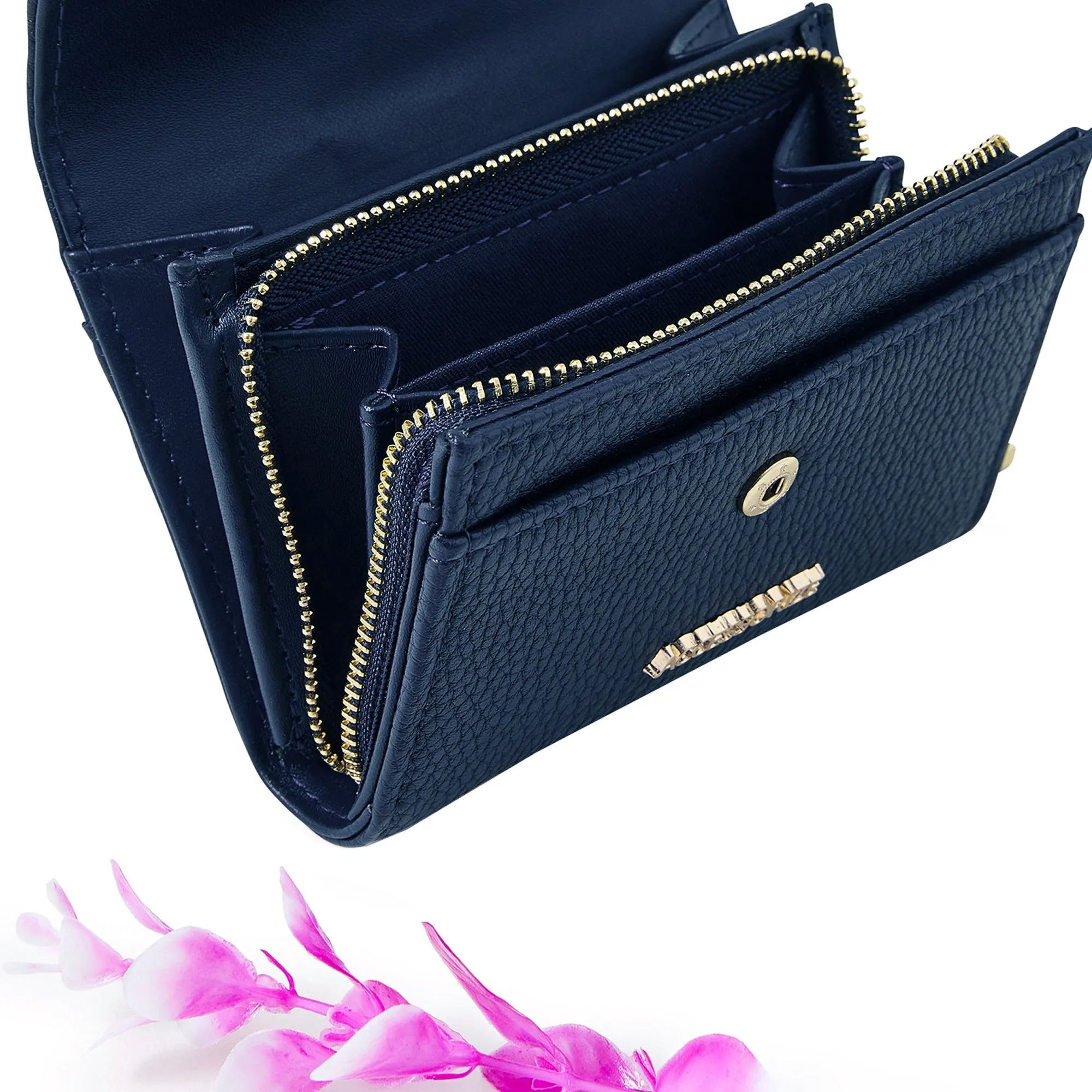 Accessorize London Women's Navy
 Small Flap Zip Around Purse
