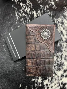 Ariat Floral Embossed Overlay Checkbook Cover Rodeo Wallet A3529402