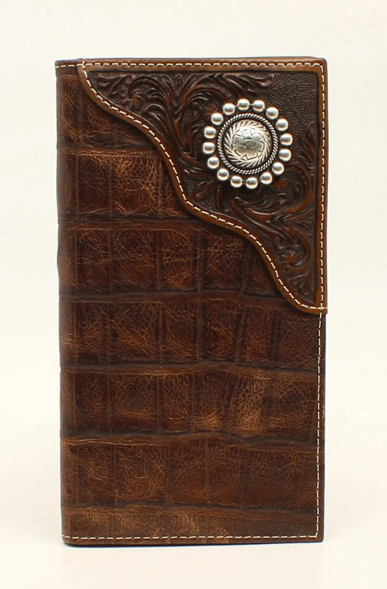 Ariat Floral Embossed Overlay Checkbook Cover Rodeo Wallet A3529402