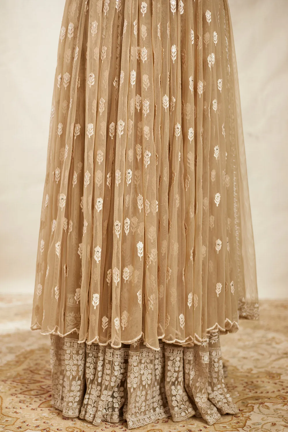 Beige and Cream Sharara Set