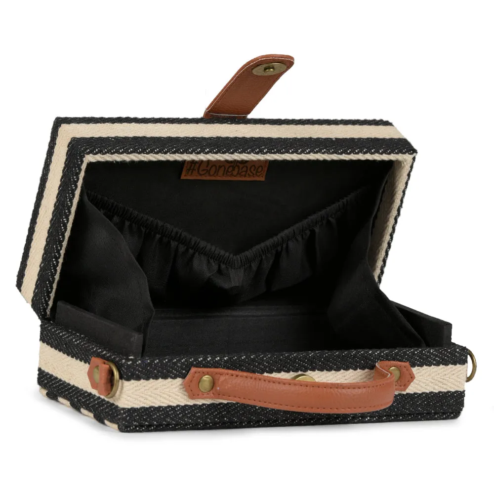 Black and White Stripes Clutch Bag for women