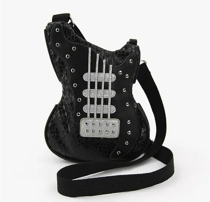 Black Guitar Crossbody Bag