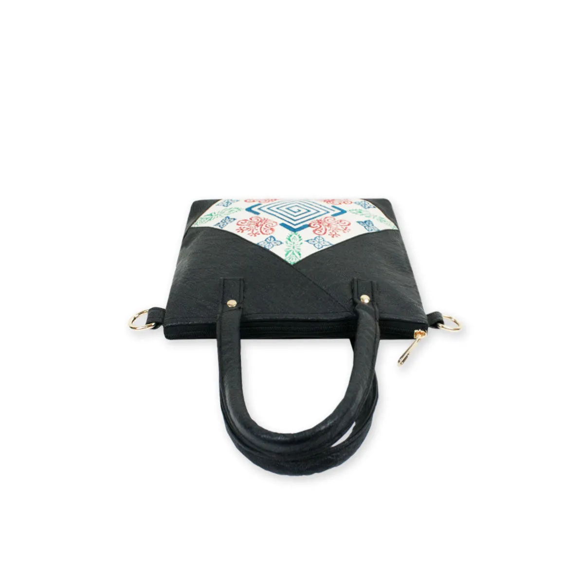 Block-Printed Diamond Handbag with Sling