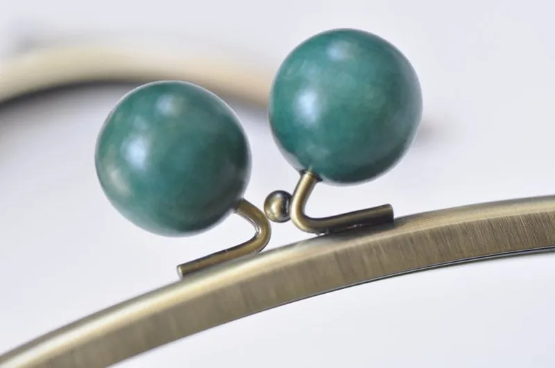 Bronze Purse Frame Handle Wood Ball Kisslock With Screws Pick Color
