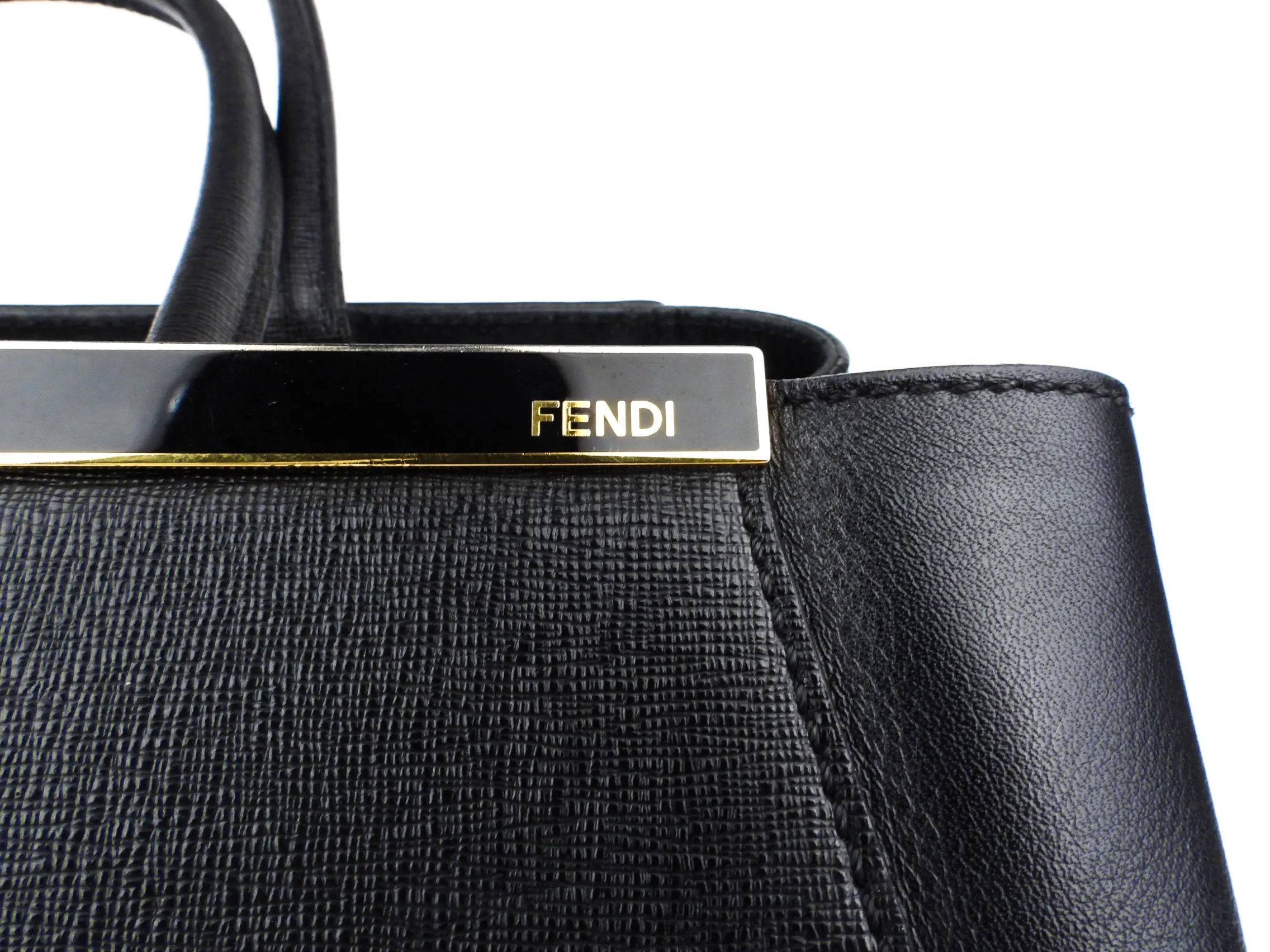 Fendi Black Leather 2Jours Two Way Tote Bag