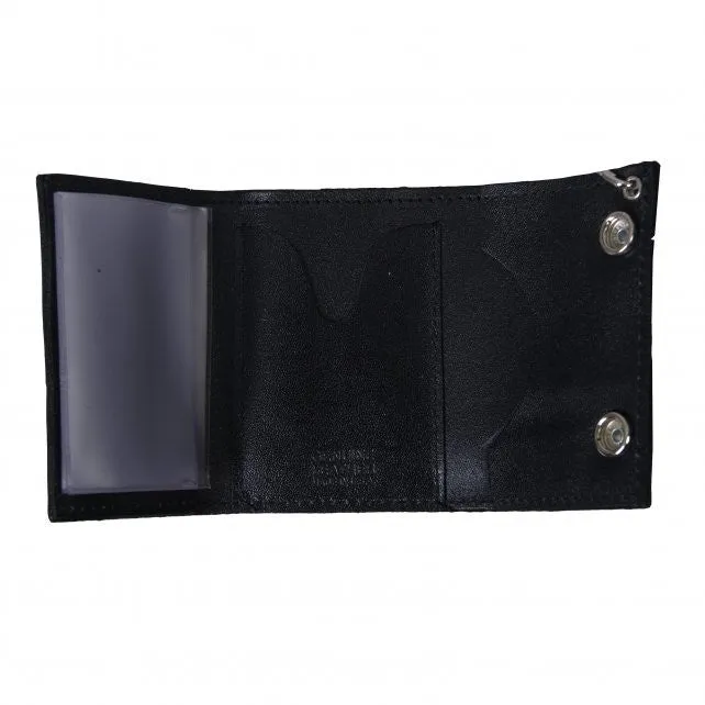 Hot Leathers Classic Black Leather Wallet w/ Chain American Made USA