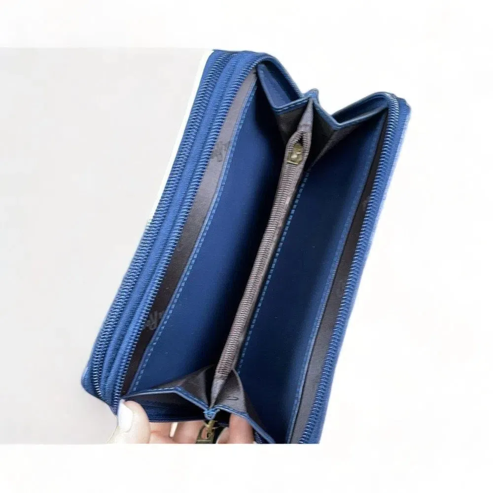 Large Wallet - PU Leather with Navy & White Stripes