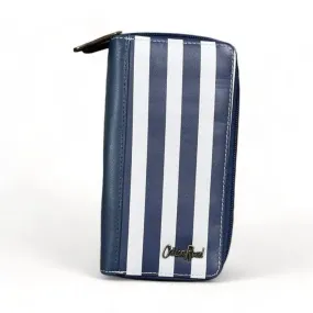 Large Wallet - PU Leather with Navy & White Stripes
