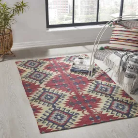 Mona B - Printed Vintage Dhurrie Carpet Rug Runner Floor Mat for Living Room Bedroom: 3.5 X 5.5 Feet Multi Color- PR-100