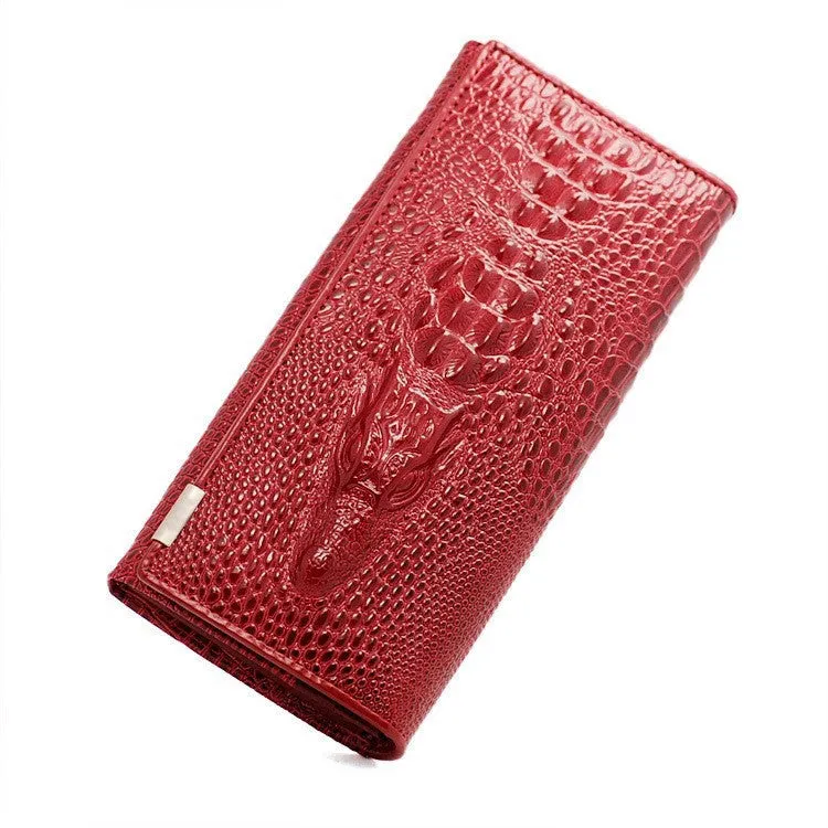 New Genuine Leather Wallets Brand Women' Wallets Crocodile 3D Purse Women's Clutches Fashion Leather Wallets