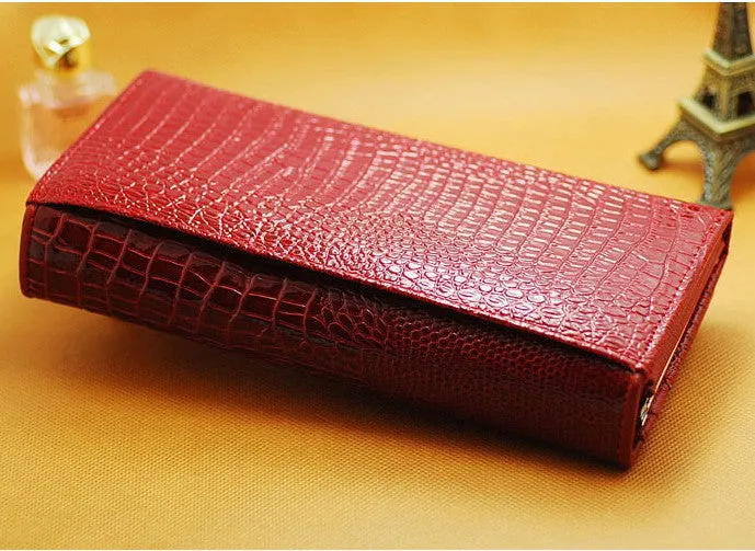 New Genuine Leather Wallets Brand Women' Wallets Crocodile 3D Purse Women's Clutches Fashion Leather Wallets