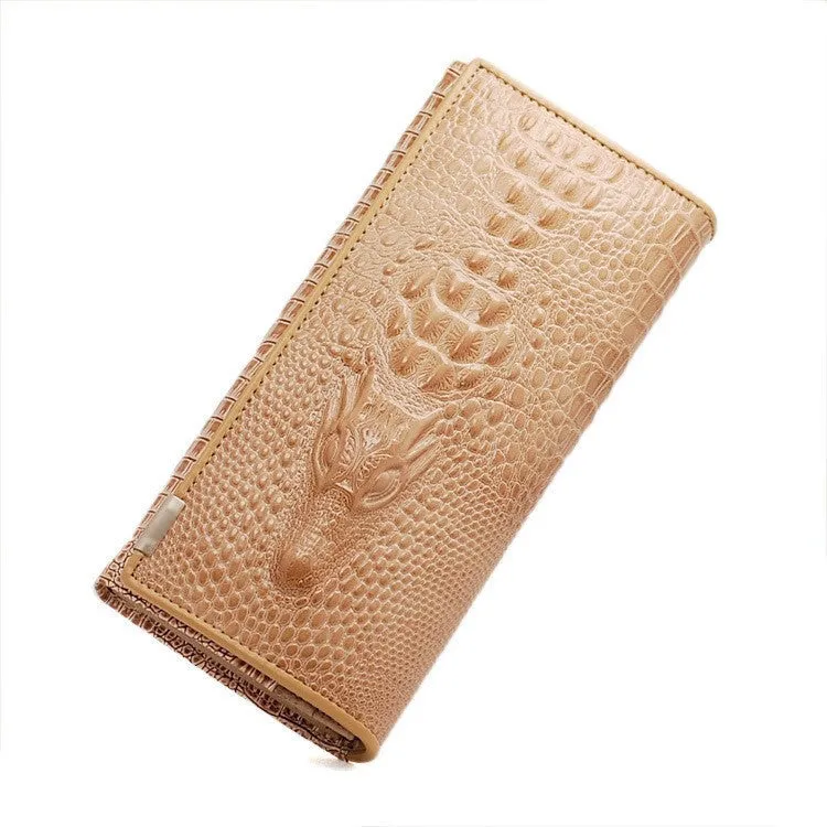 New Genuine Leather Wallets Brand Women' Wallets Crocodile 3D Purse Women's Clutches Fashion Leather Wallets