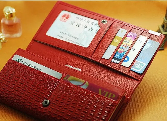New Genuine Leather Wallets Brand Women' Wallets Crocodile 3D Purse Women's Clutches Fashion Leather Wallets