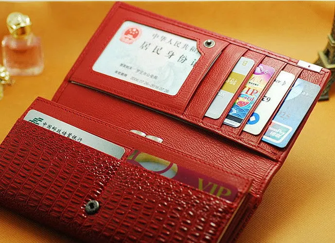 New Genuine Leather Wallets Brand Women' Wallets Crocodile 3D Purse Women's Clutches Fashion Leather Wallets