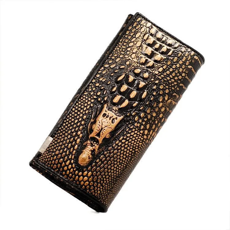 New Genuine Leather Wallets Brand Women' Wallets Crocodile 3D Purse Women's Clutches Fashion Leather Wallets