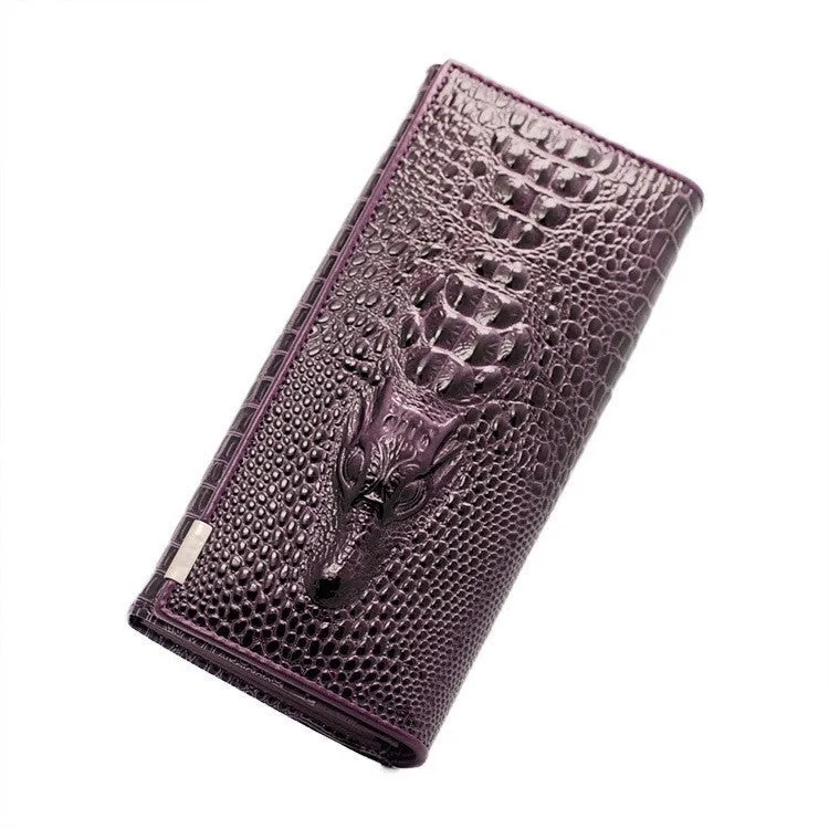 New Genuine Leather Wallets Brand Women' Wallets Crocodile 3D Purse Women's Clutches Fashion Leather Wallets