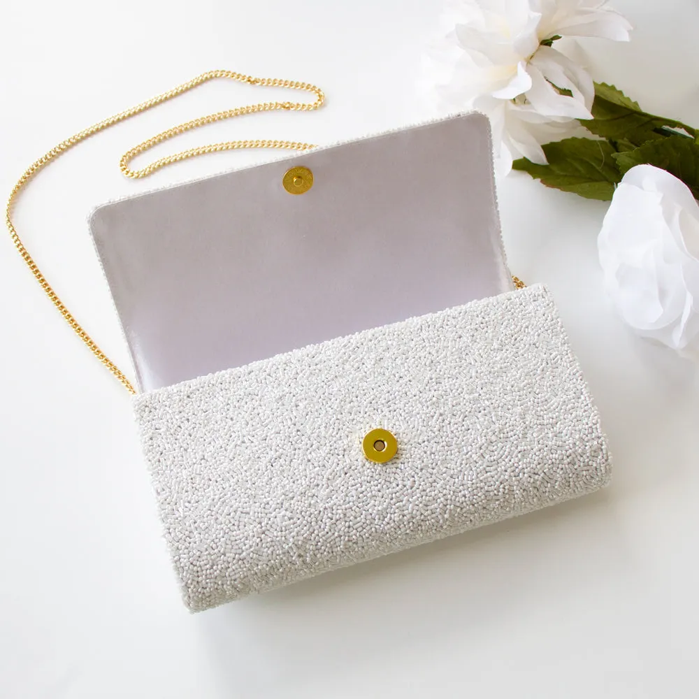 Personalized Mrs Beaded Clutch Purse (FOG)