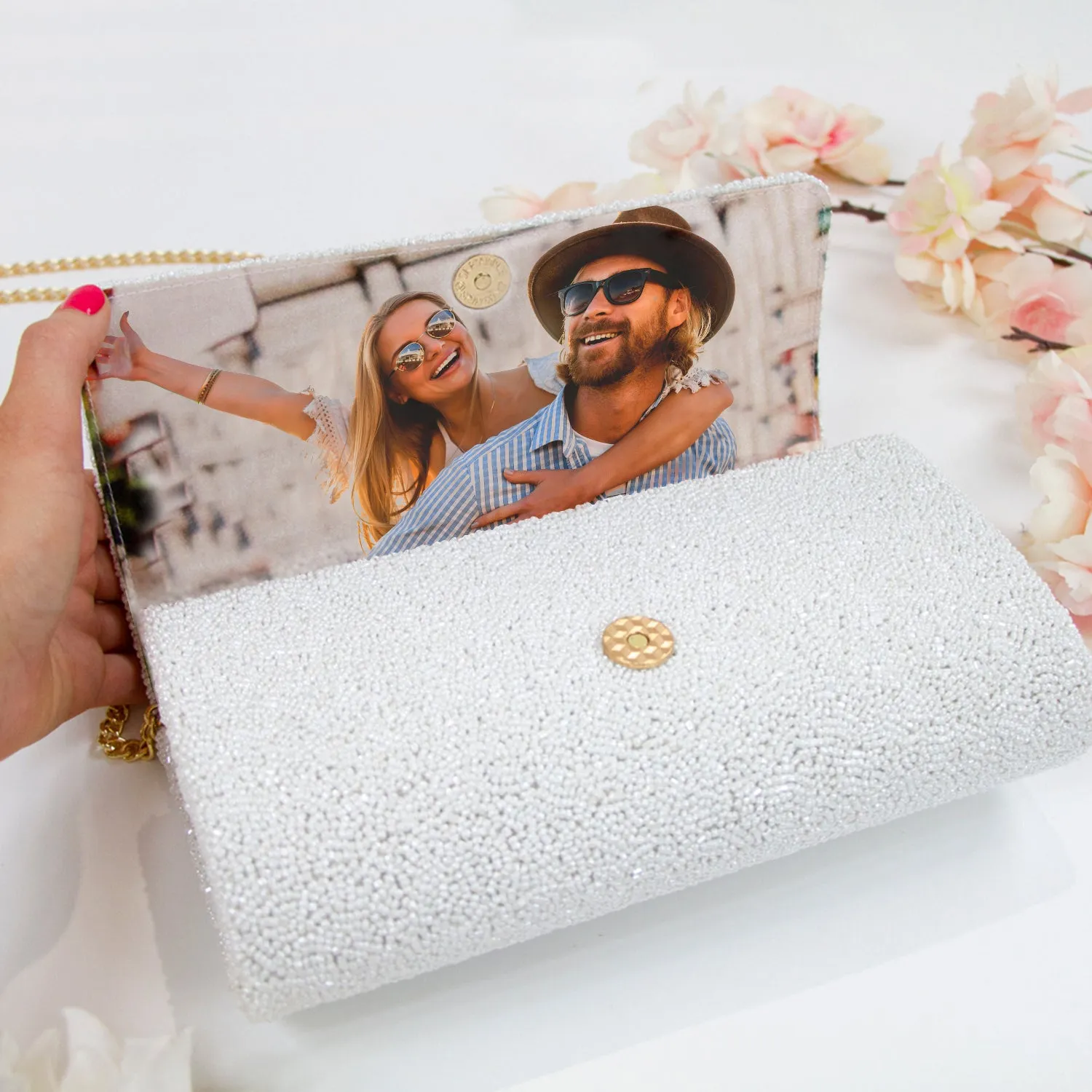 Personalized Mrs Beaded Clutch Purse (FOG)