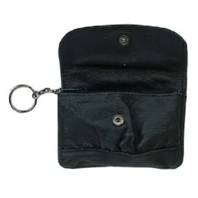 Small Black Leather Change Purse with Key Ring 828 (C)