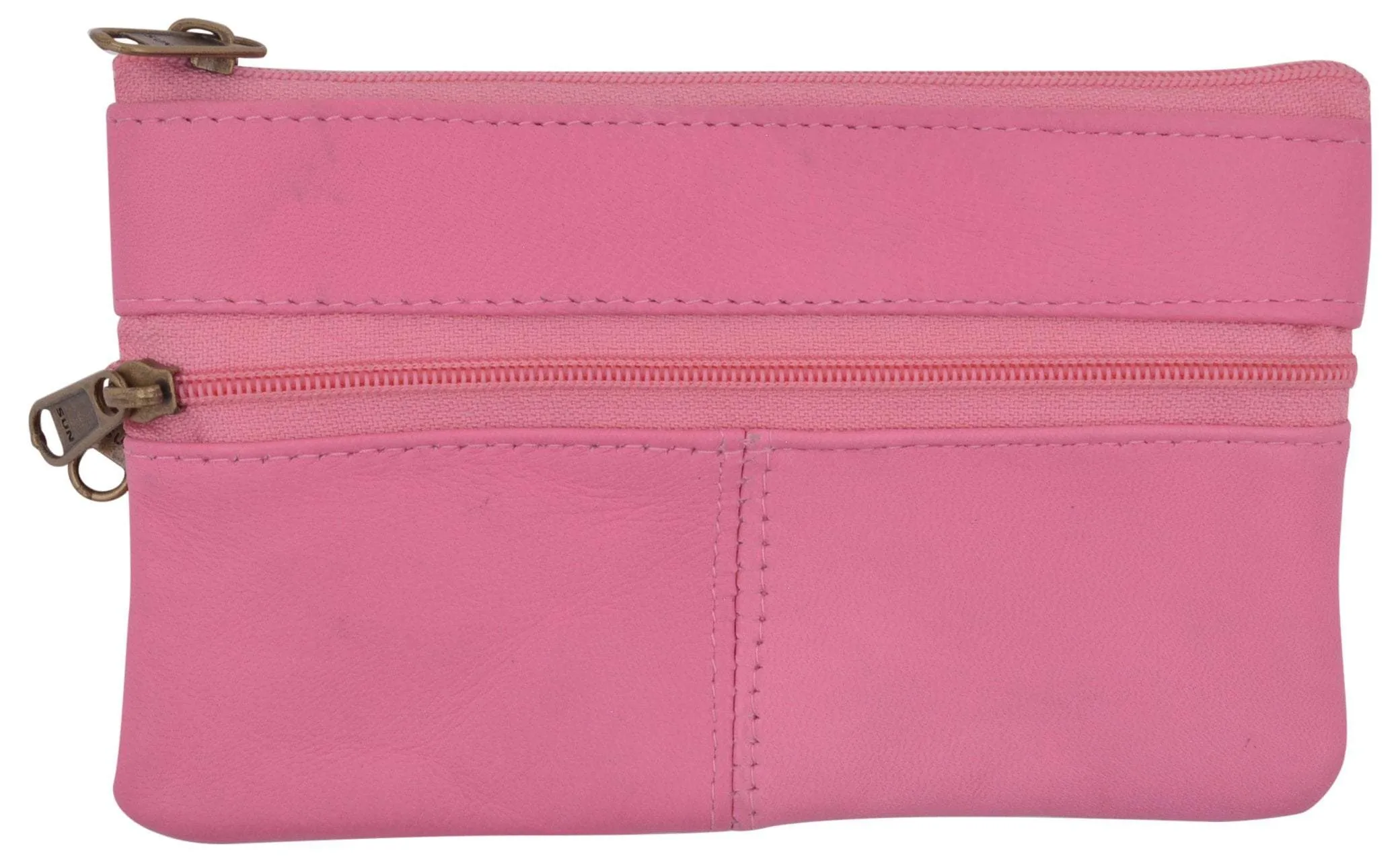 Women's Genuine Leather Large Coin Change Purse with Key Ring for Ladies