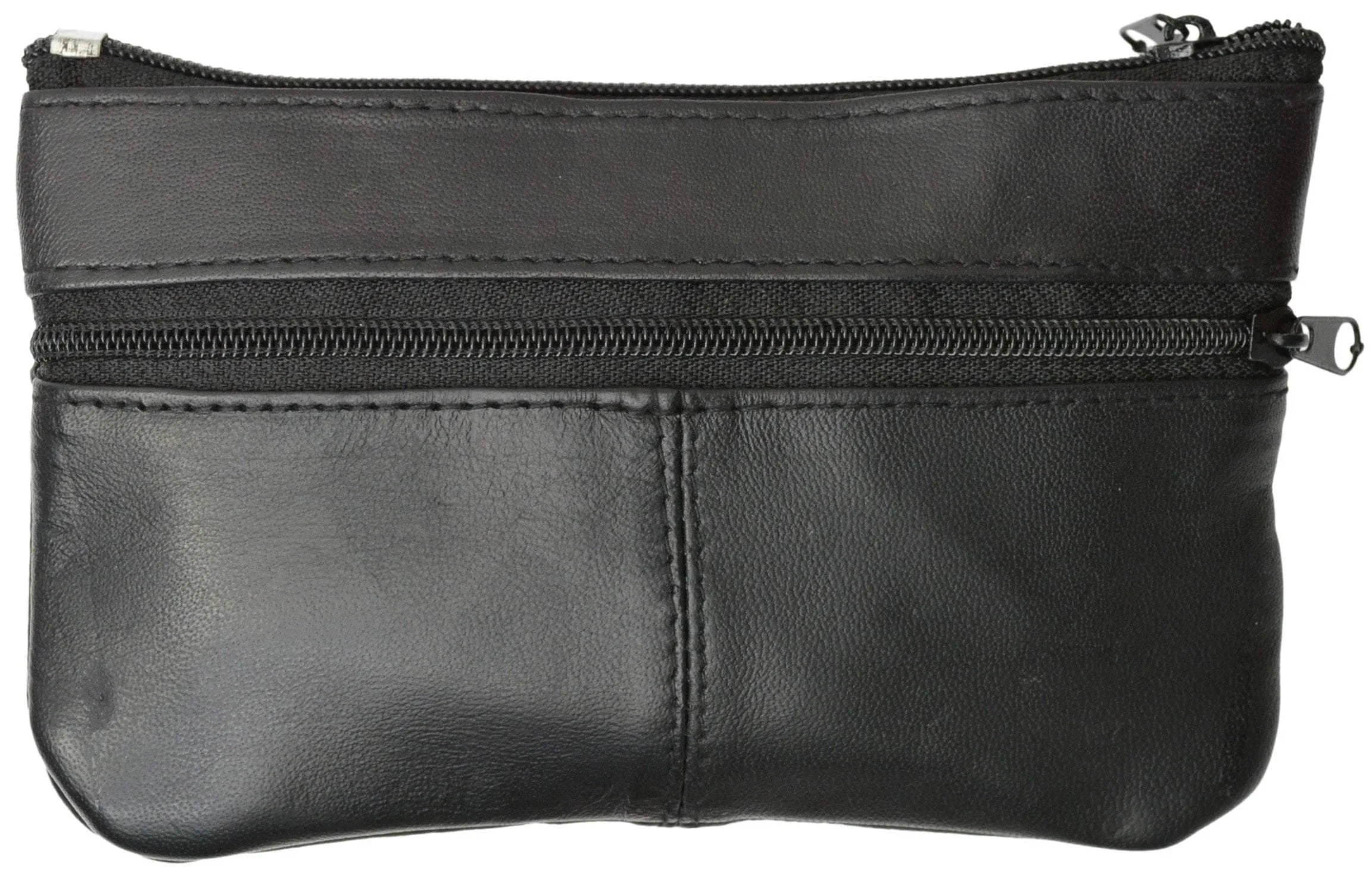 Women's Genuine Leather Large Coin Change Purse with Key Ring for Ladies