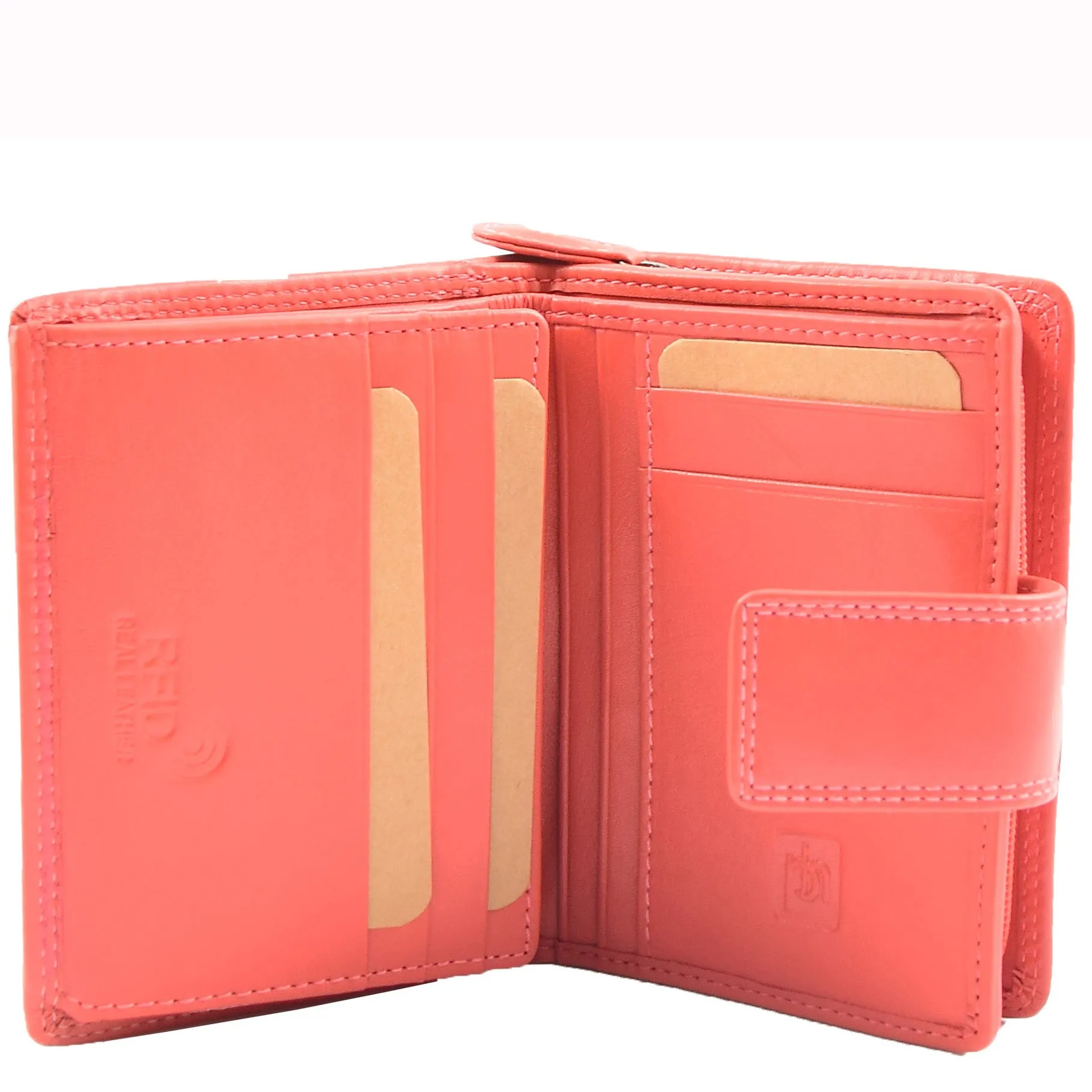 Womens Purse Real Soft Premium Leather Bi Fold HOL1132 Dirty Rose
