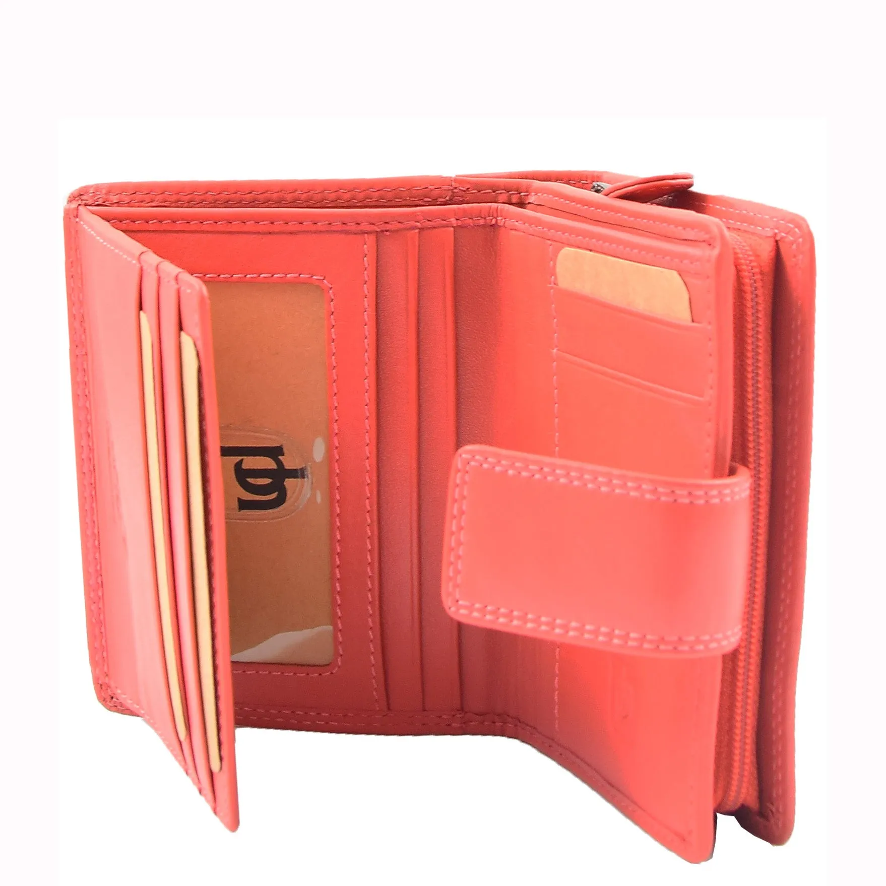 Womens Purse Real Soft Premium Leather Bi Fold HOL1132 Dirty Rose