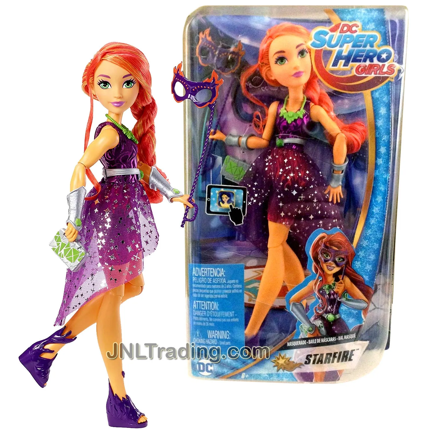 Year 2017 DC Super Hero Girls Series 12 Inch Doll Figure - Masquerade STARFIRE with Mask, Necklace and Purse
